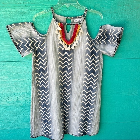 CLEARANCE ANTHROPOLOGIE THML BOHO GAUZY COTTON TASSEL DRESS SIZE MEDIUM EUC - Picture 1 of 13